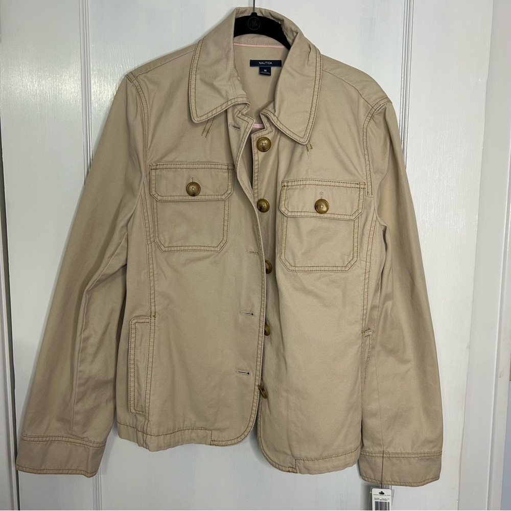 Women’s Utility Barn Chore Jacket Coat Tan Beige Casual Nautica Size 16 NWT